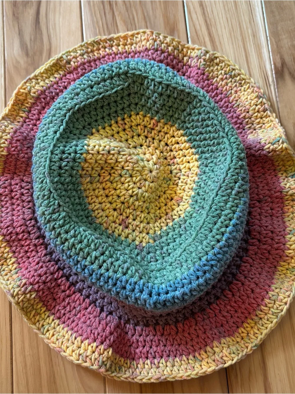 Rainbow Crochet Bucket Style Hat - Picture 4 of 5